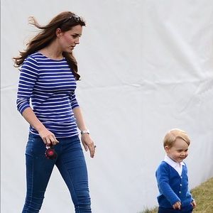 ASO Duchess of Cambridge Kate Me + Em blue striped T, sz L